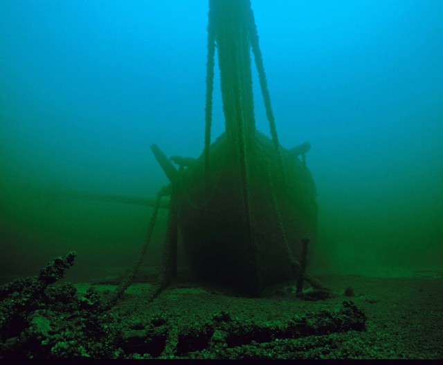 The bow of the Thomas Hume Michigan Shipwreck Research Association