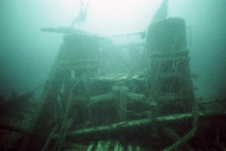 Diver Craig Rich explores the cylinder heads of the Ironsides