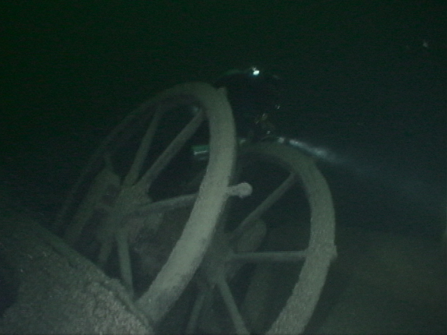 SS Michigan wheel with diver