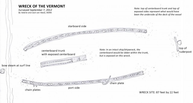 A drawing of the remains of the Vermont by Valerie van Heest
